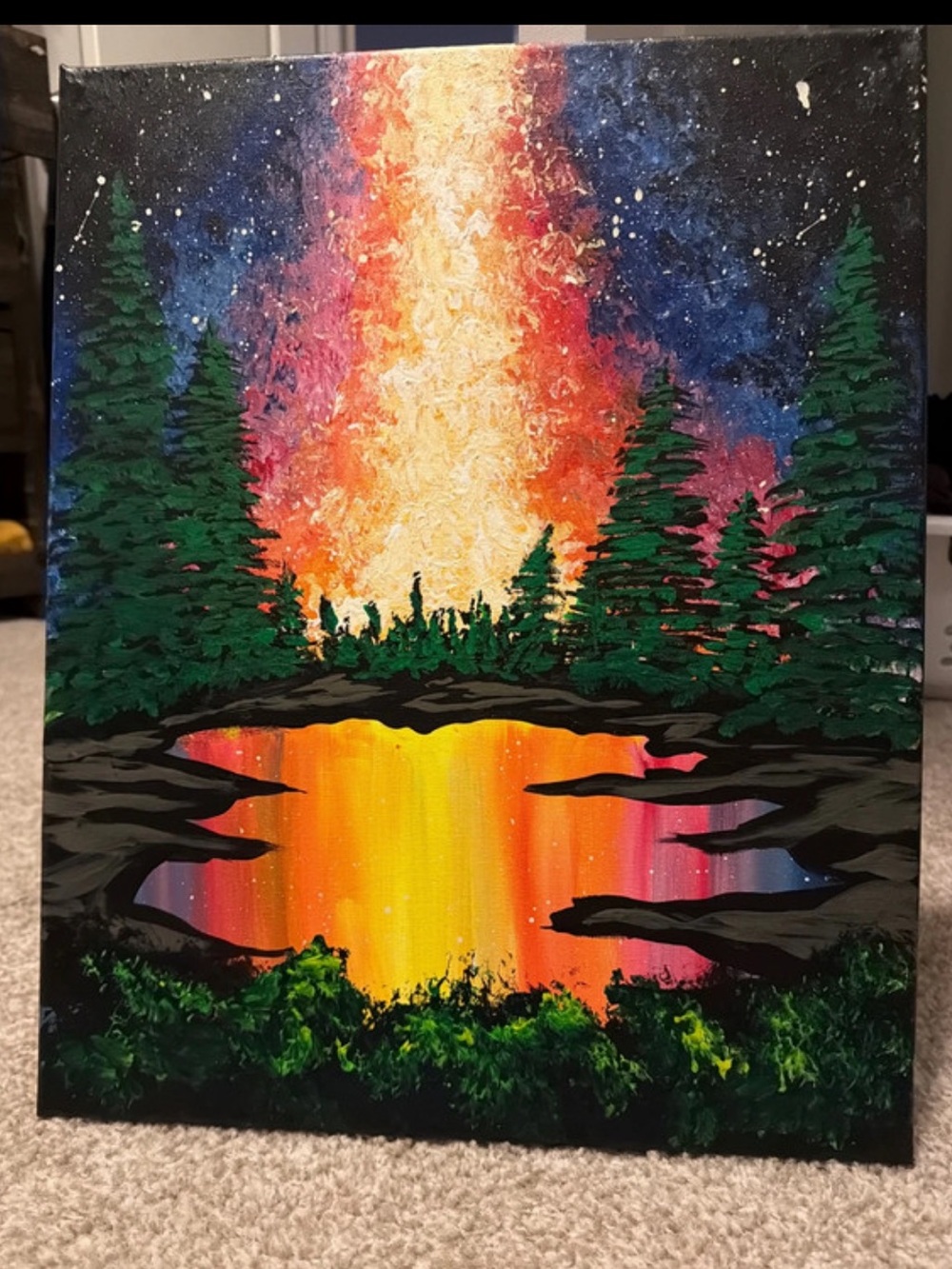 Vibrant Forest Reflection Canvas Art - Multi-Color